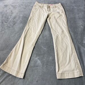 Aeropostale Hailey Skinny Flare Pants Tan Khaki Low Rise Chinos Womens 1/2 Short